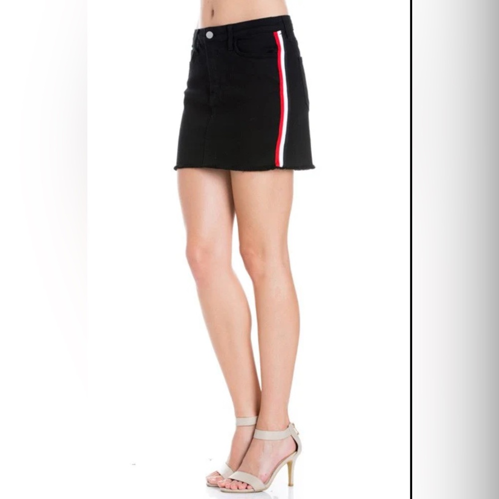 Signature8 Black Mini Skirt with Red and White Stripe